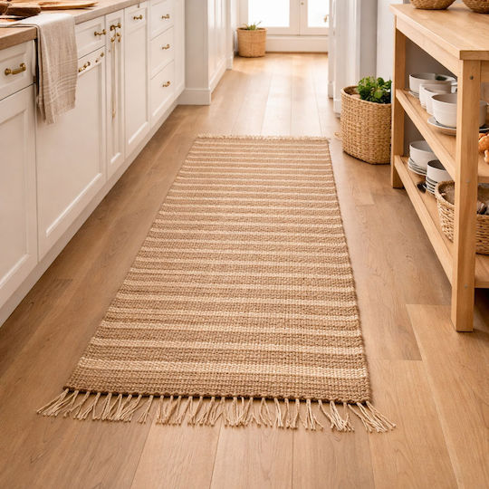 Ankor Summer from Jute with Fringes Beige, Natural