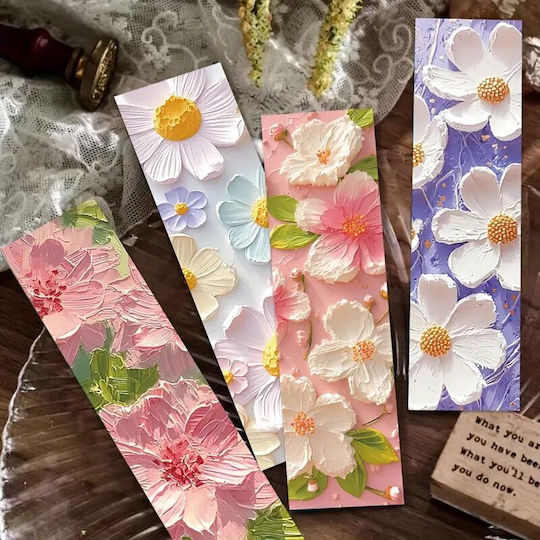 Set 30 Semne De Carte Din Carton Pentru Pasionați De Lectură Design Floral Pictat În Ulei 3D Pastel 15 X 4 Cm