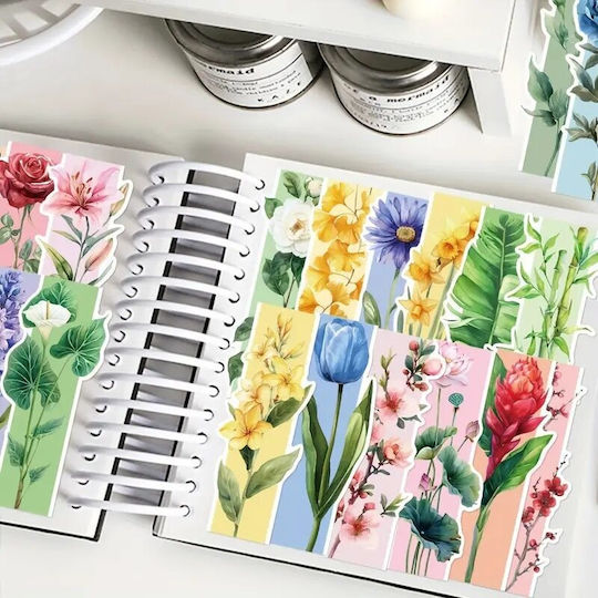 Set 30 Cardboard Bookmarks Reading Enthusiasts Floral Pattern Multicolor 13 X 5 Cm