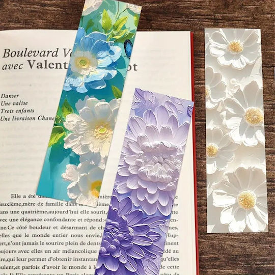 Set 30 Semne De Carte Din Carton Pentru Pasionați De Lectură Design Floral Pictat În Ulei 3D Pastel 15 X 4 Cm