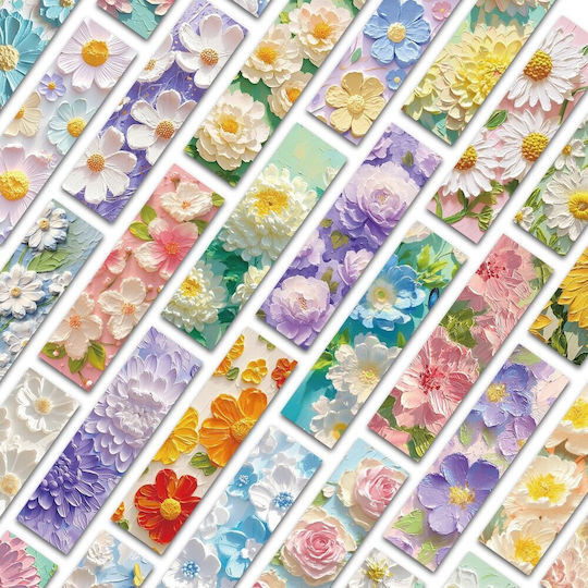 Set 30 Semne De Carte Din Carton Pentru Pasionați De Lectură Design Floral Pictat În Ulei 3D Pastel 15 X 4 Cm