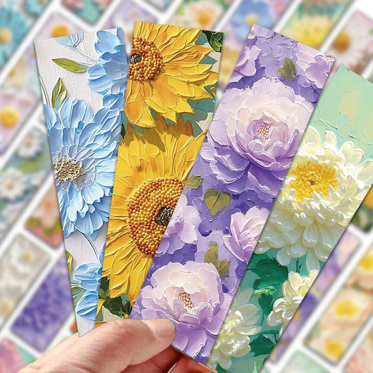 Set 30 Semne De Carte Din Carton Pentru Pasionați De Lectură Design Floral Pictat În Ulei 3D Pastel 15 X 4 Cm