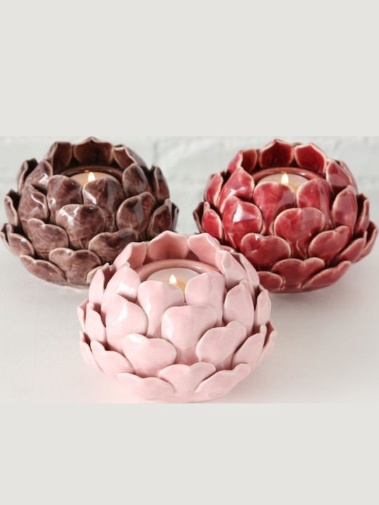 Boltze Candle Holder suitable for Tealights Ceramic in Pink Color 14x14x9cm 1pcs