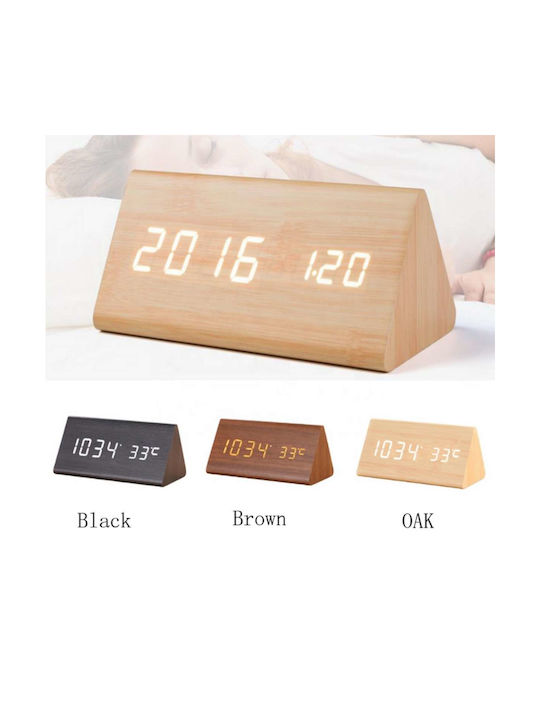 Uncle George Tischuhr Digital LED Holz mit Wecker 01.06.04-0005-BLK Verschiedene Farben