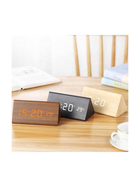 Uncle George Tischuhr Digital LED Holz mit Wecker 01.06.04-0005-BLK Verschiedene Farben