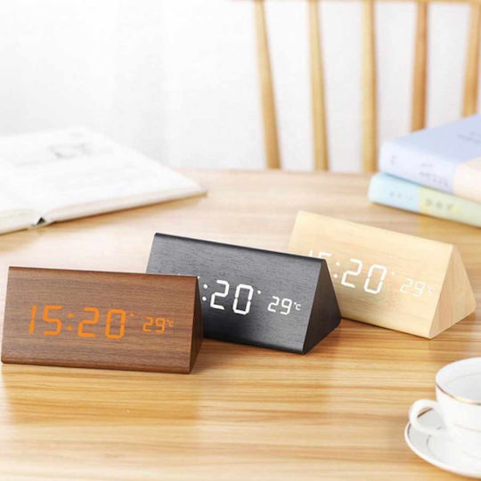 Uncle George Wooden Digital LED Table Clock with Alarm Brown 01.06.04-0005-BRWN (Various Colors)