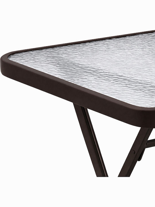 Sitting Room Outdoor Foldable Metal Table Brown 50x50x70cm