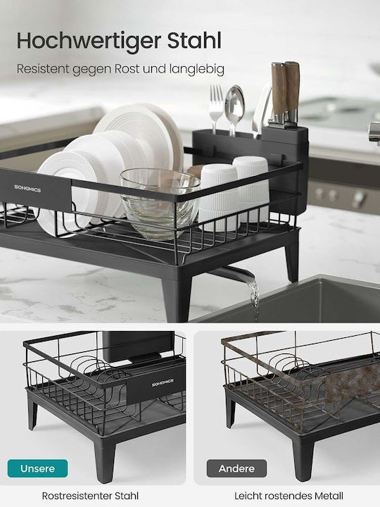 Songmics Metal Sink Strainer Black Metal 31x42x18.5cm