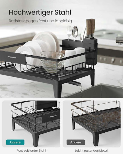 Songmics Metal Sink Strainer Black Metal 31x42x18.5cm