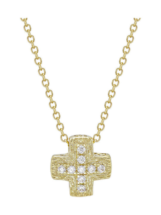 Kiriakos Gofas Women's Gold Cross 9K Double Sided with Chain