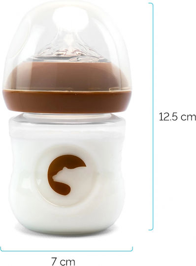 Kidnort Sticlă de Plastic pentru Bebelusi Anti-Colici cu Tetină din Silicon pentru 3+ luni Brown 125ml