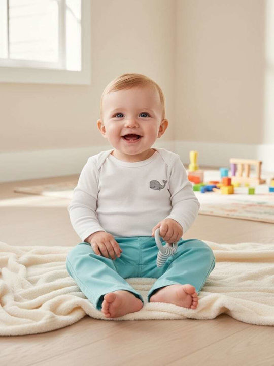 Kids' Chino Fabric Pants Turquoise