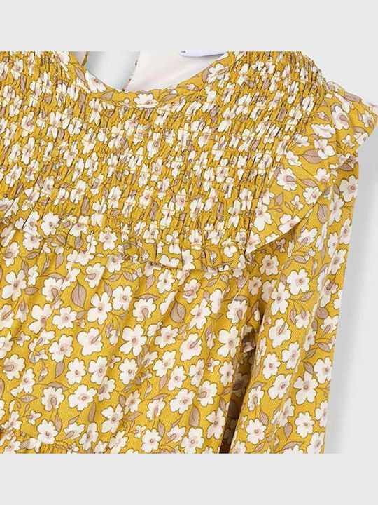Children's Dress Long Sleeve Floral Yellow
