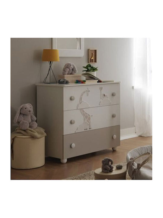 Savana Baby Kommode mit 3 Schubladen Bianco/Tortora 94x50x92cm