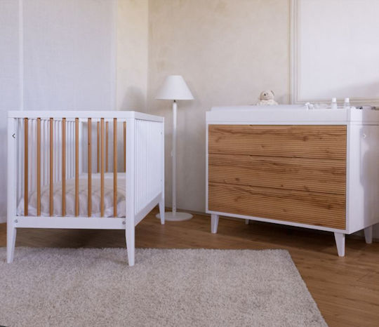 Dulap cu Sertare pentru Bebeluși cu 3 Sertare White Biscuit 115x51x85cm