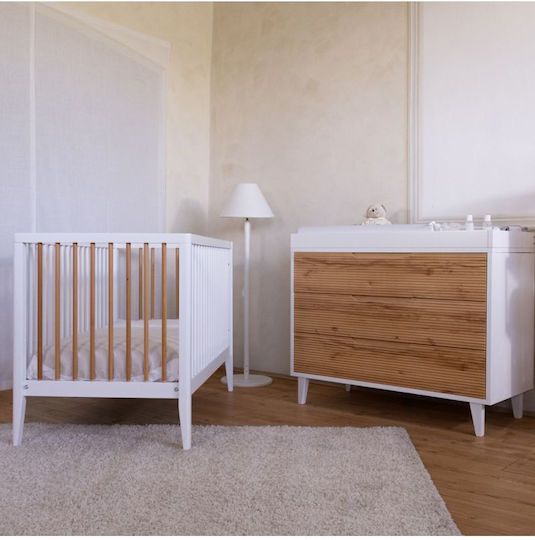 Dulap cu Sertare pentru Bebeluși cu 3 Sertare White Biscuit 115x51x85cm