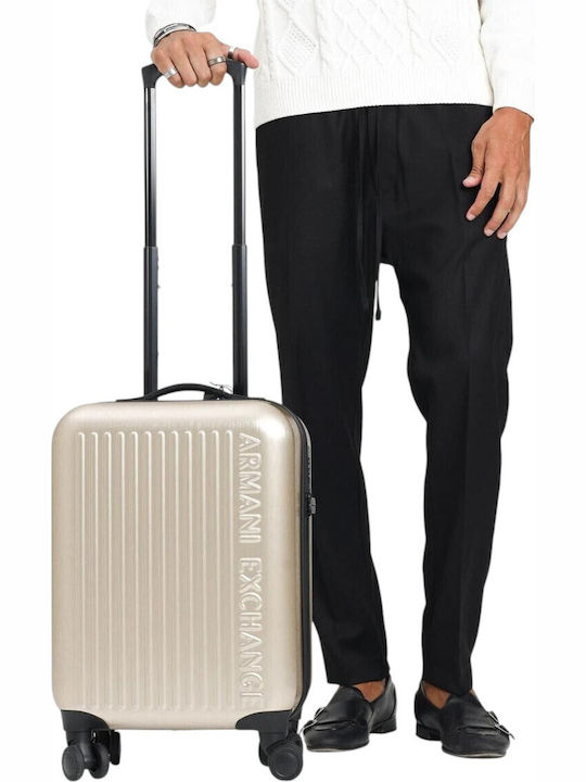 Armani Exchange Βαλίτσα Ταξιδίου Χρυσή με 4 Ρόδες