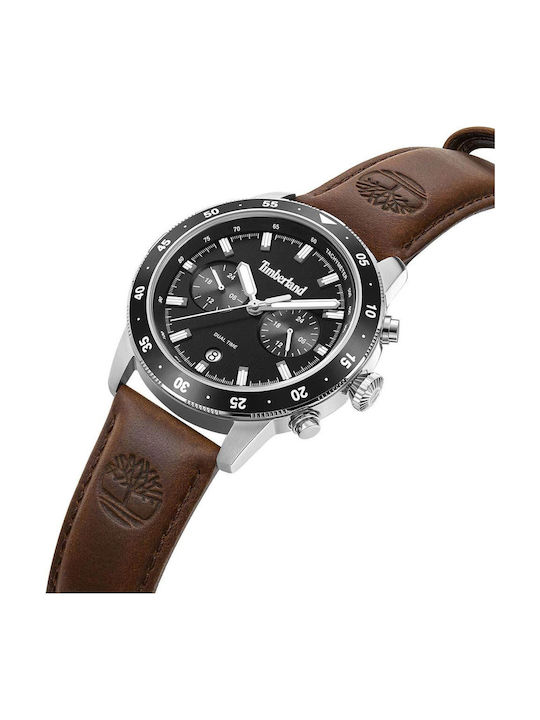 Timberland Ανδρικό Ρολόι 44mm Μπαταρίας με Καφέ Δερμάτινο Λουράκι