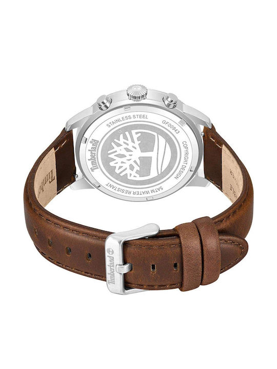 Timberland Ανδρικό Ρολόι 44mm Μπαταρίας με Καφέ Δερμάτινο Λουράκι