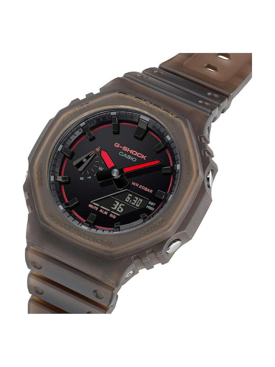 Casio Digital Men's Watch Chronograph Battery with Brown Rubber Strap