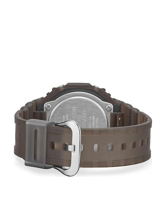 Casio Digital Men's Watch Chronograph Battery with Brown Rubber Strap