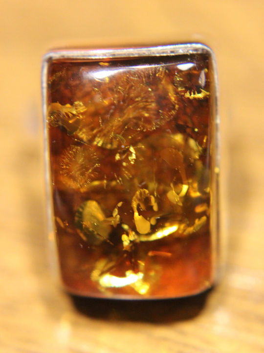 Natural Green Amber Ring Size 14.5