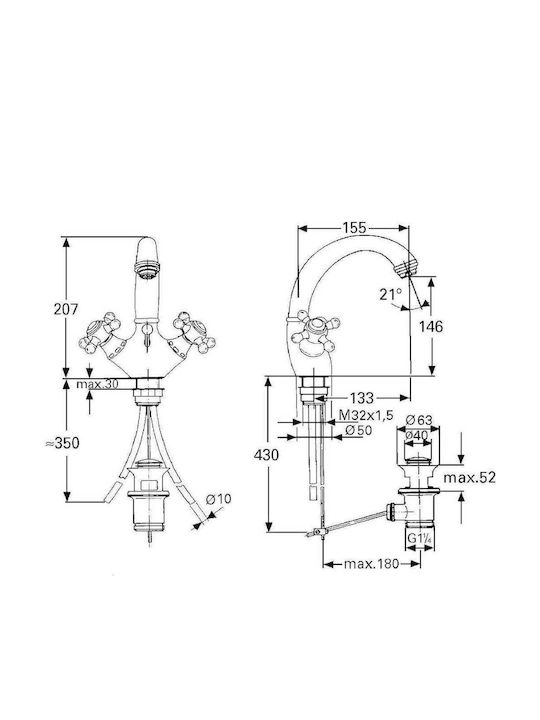 Grohe Αναμεικτική Μπαταρία Νιπτήρα Ασημί