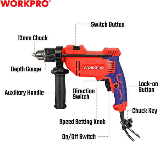 WorkPro Κρουστικό Δράπανο 800W