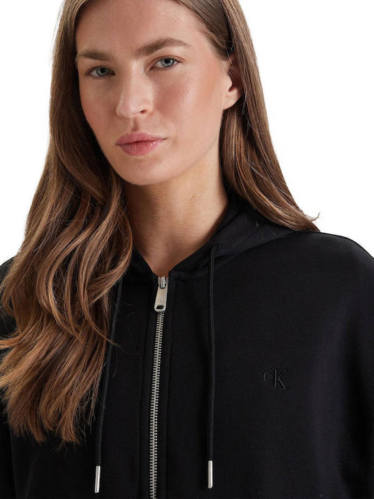 Cropped Women's Sweatshirt Cardigan with Hood Orange