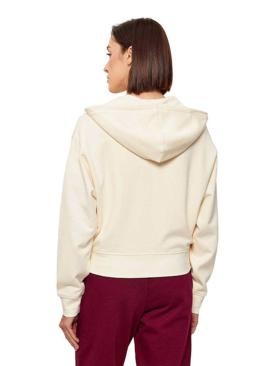 Cropped Women's Sweatshirt Cardigan with Hood Orange