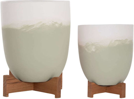 Freebox Set 2 Ghivece Terracotta, White, Green