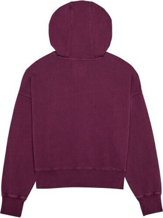 Long Women's Sweatshirt Hooded Red
