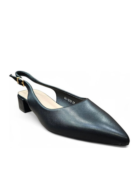 Pumps mit Riemchen & flacher Absatz Schwarz