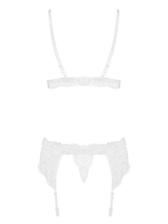 Obsessive Lace Underwear Set with Bra & String White Pure Night