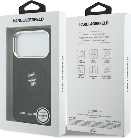 Karl Lagerfeld Point + & Choupette Sketch Magsafe Iphone 17 Pro Schwarze Handyhülle
