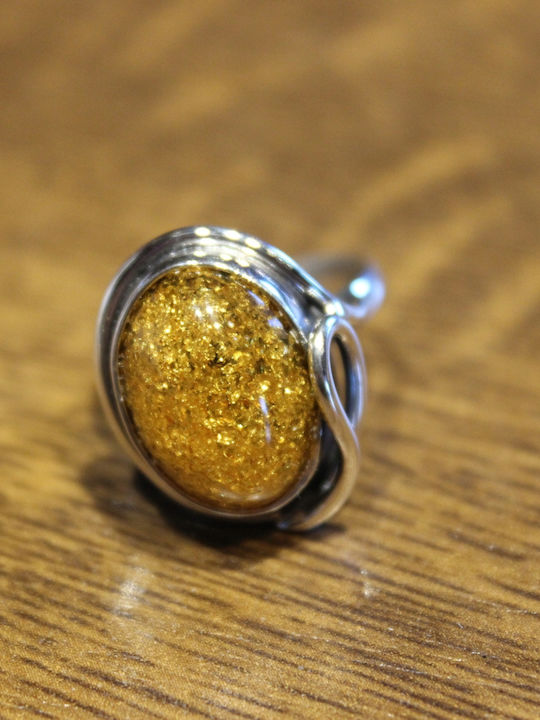 Natural Green Amber Ring Size 15