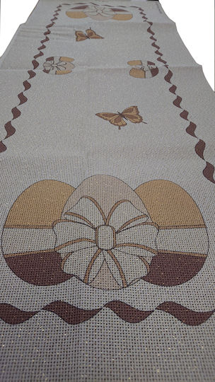 Traversă Stambată De Paște 35x120cm Etamin Knossos Rază De Soare Bej Auriu 04-20