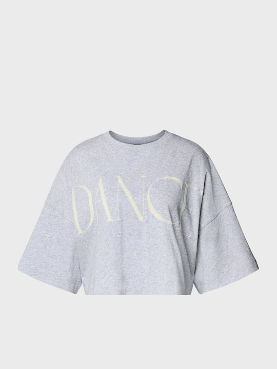Women's Oversized Crop T-shirt Light Grey Melange