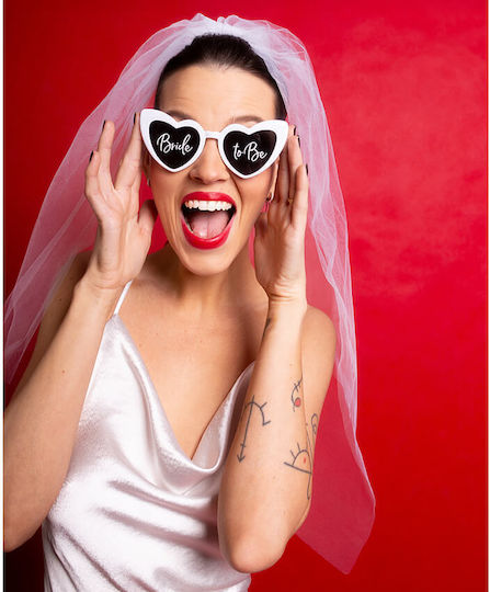 Kunststoff Herz Brillen Weiß Bride To Be