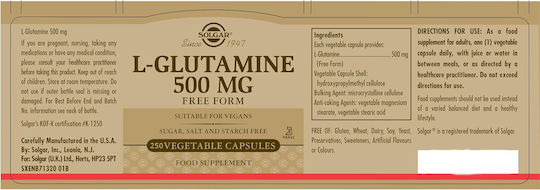 Solgar L-glutamine 500mg 250 Herbal Capsules