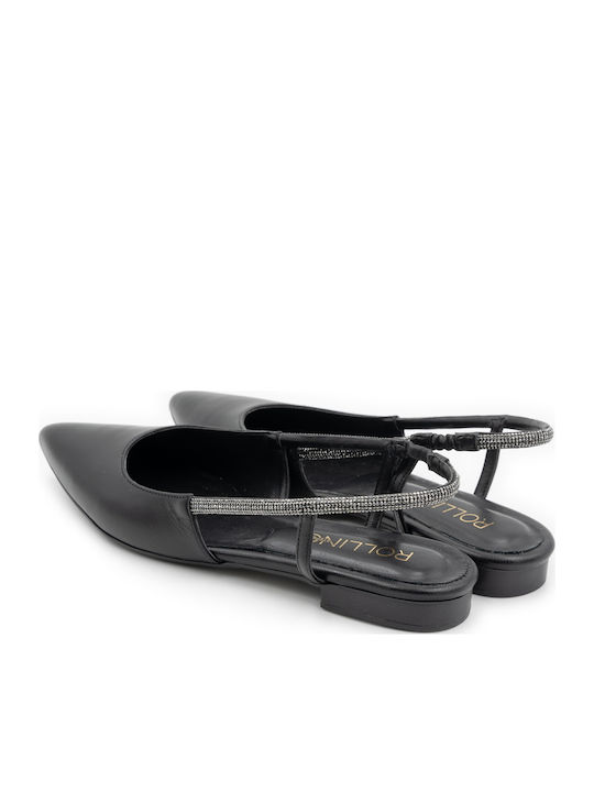 Leder Damen Ballerinas Schwarze