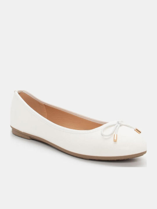 Damen Ballerinas Spitz zulaufend in Weiß Farbe