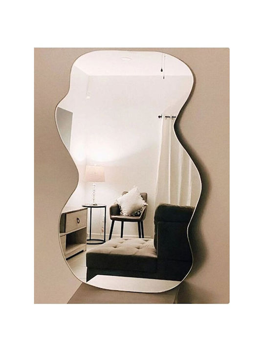 Asymmetric Wall Mirror Console Single In Silver Shade 45x70 Cm