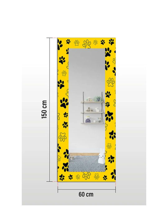 Decorative Wall Mirror Happy Friends Yellow 150x60 Cm