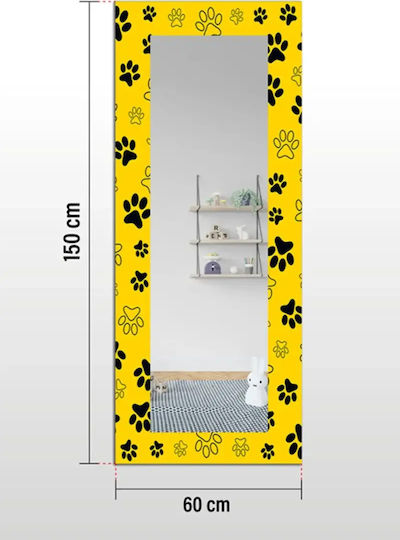 Decorative Wall Mirror Happy Friends Yellow 150x60 Cm Decorative Wall Mirror Happy Friends Yellow 150x60 Cm