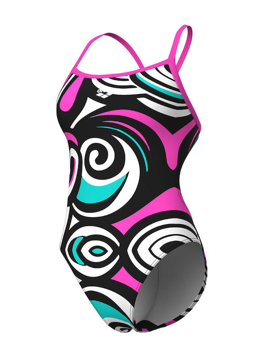 Activewear Swimsuit Black Multi-Shocking Pink