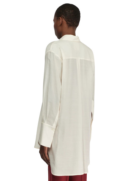 Damen Seidig Hemd Beige