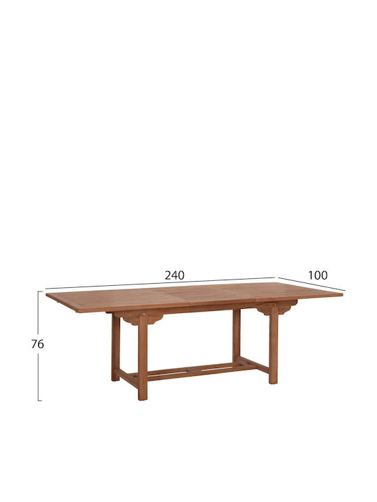 Outdoor Table from Teak Extendable Natural 180x100x76cm