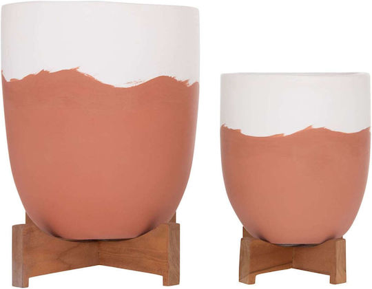 Freebox Set 2 Töpfe White & Terracotta - Teak