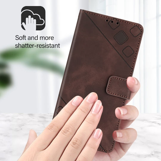 Skin Feel Embossed Wallet Piele / Silicon Maro (TCL 50 NXTPAPER 5G / TCL 50 Pro NXTPAPER 5G)